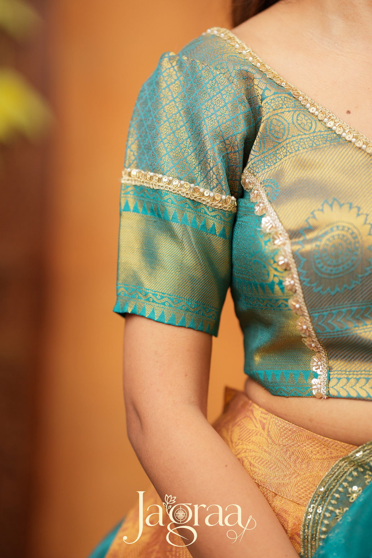 Dhaneshvari Amber Gold Art Silk Lehenga Set
