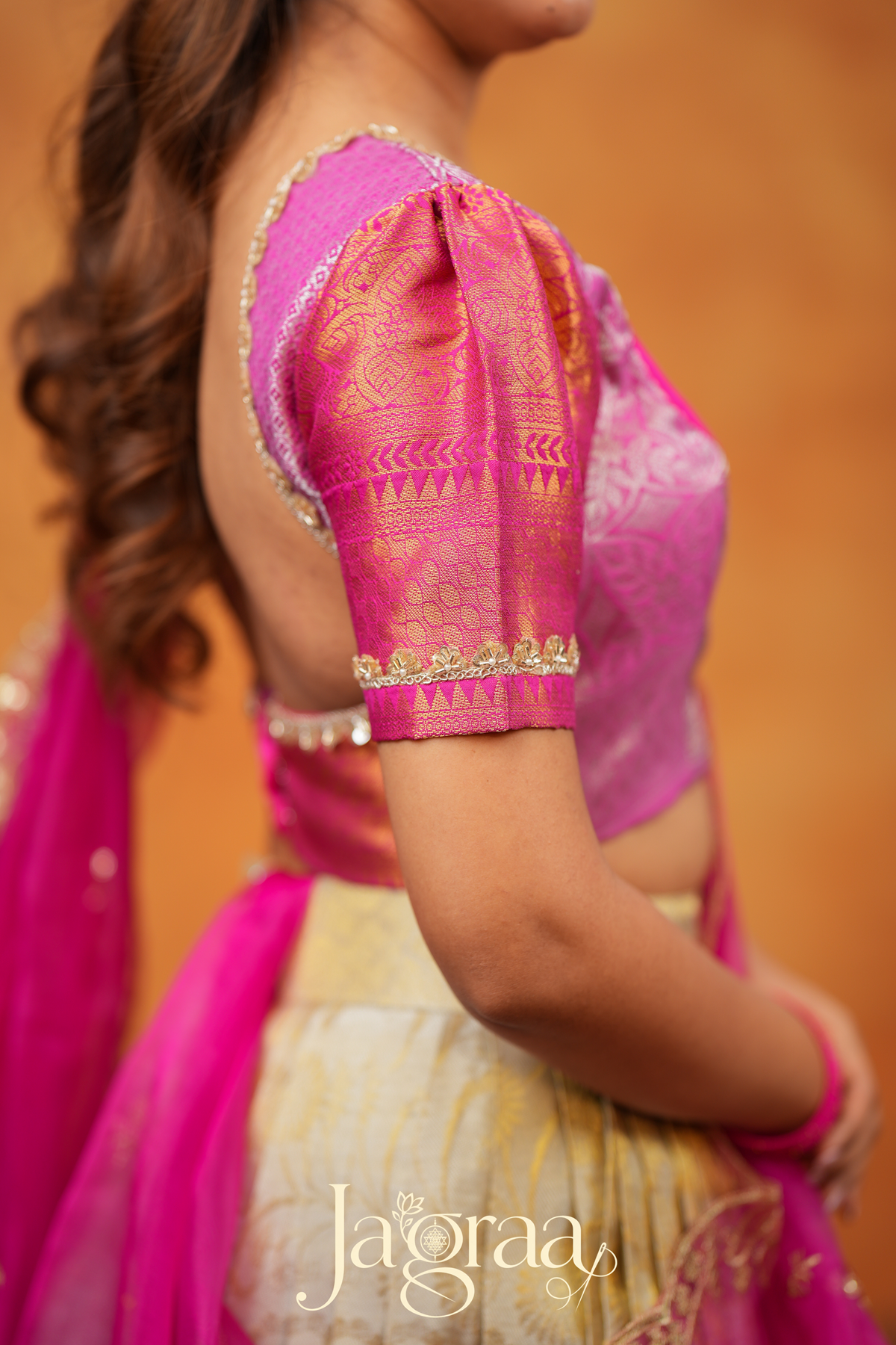 Dhanyaprada Elephant Tissue Silk Pink Lehenga Set