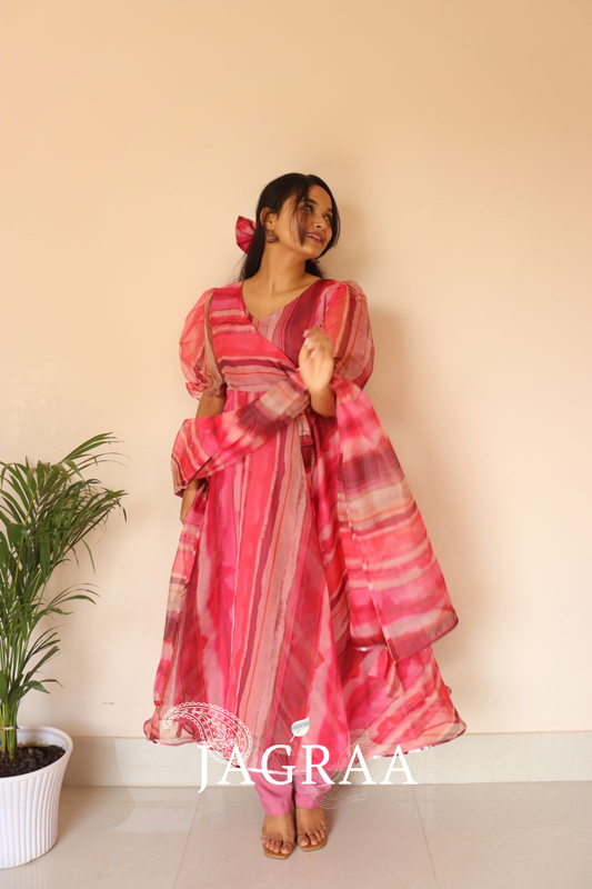 Festival Wear Multi Color Organza Anarkali Suit