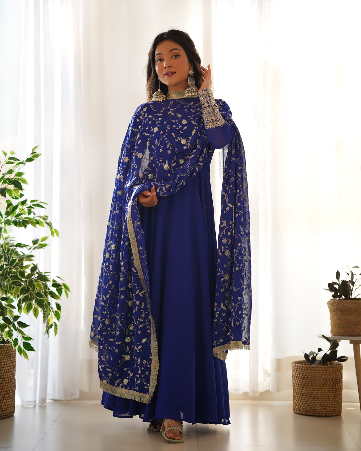 Blue Color Georgette With Sequence Work Anarkali Suit