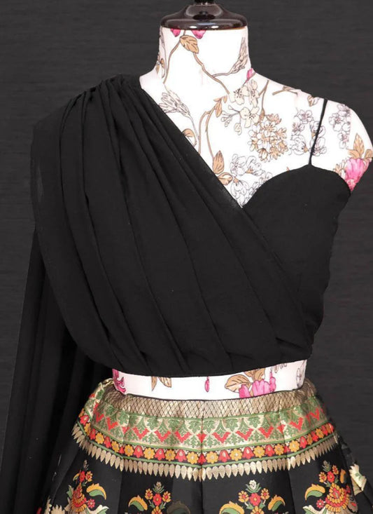 Black Floral Banarasi Designer Lehenga Choli for Women Traditional Wedding & Festive Wear by Jagraa