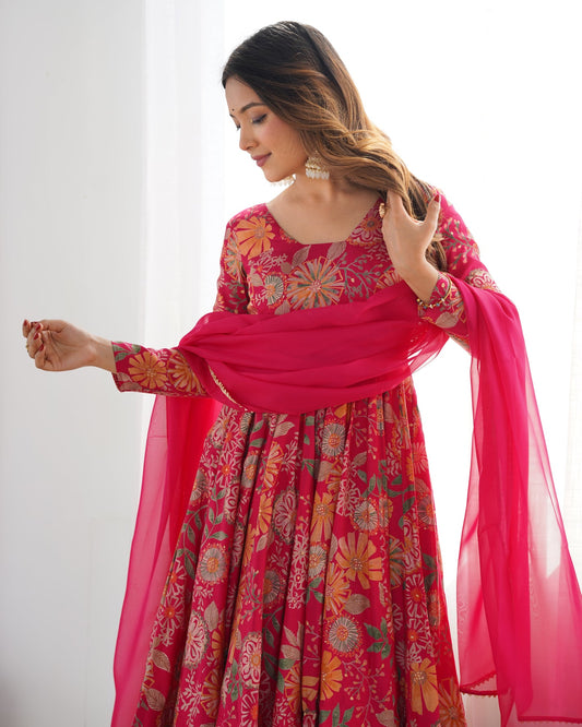 Designer Pink Floral Printed Peplum Kurti Sharara Set with Dupatta for Women | Festive & Party Wear by Jagraa