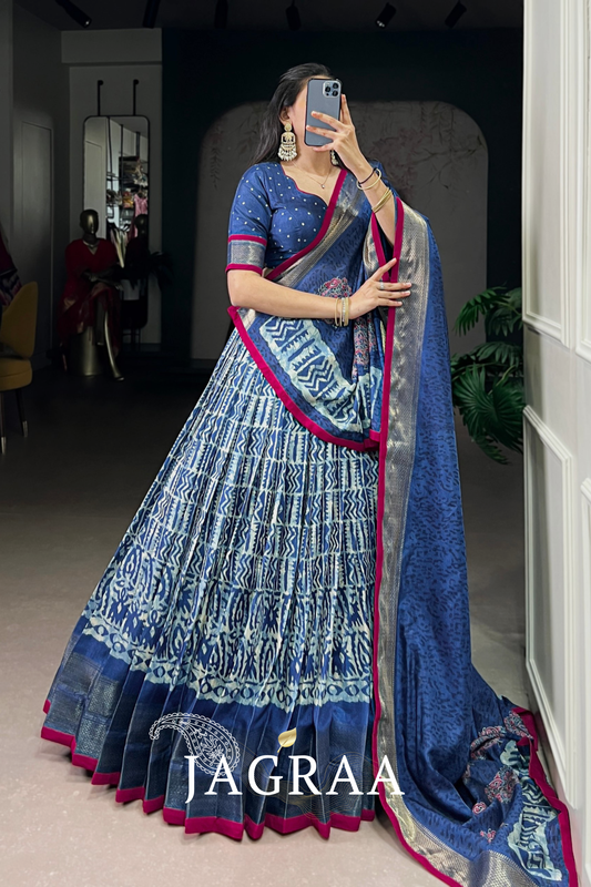 Jagraa Vichitra Silk Printed Lehenga Choli Set with Dupatta