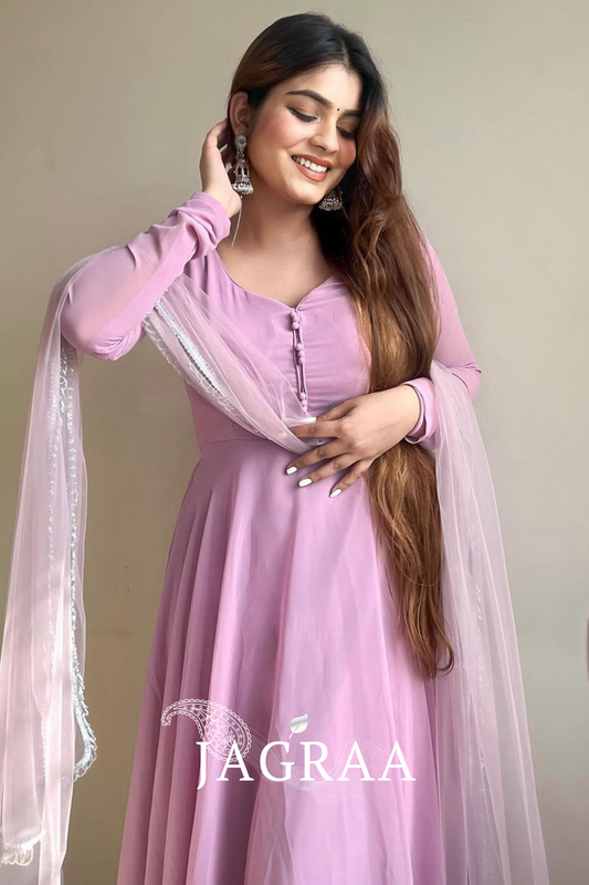 Kanak Mishra In Onion Color Anarkali Three Piece Suit