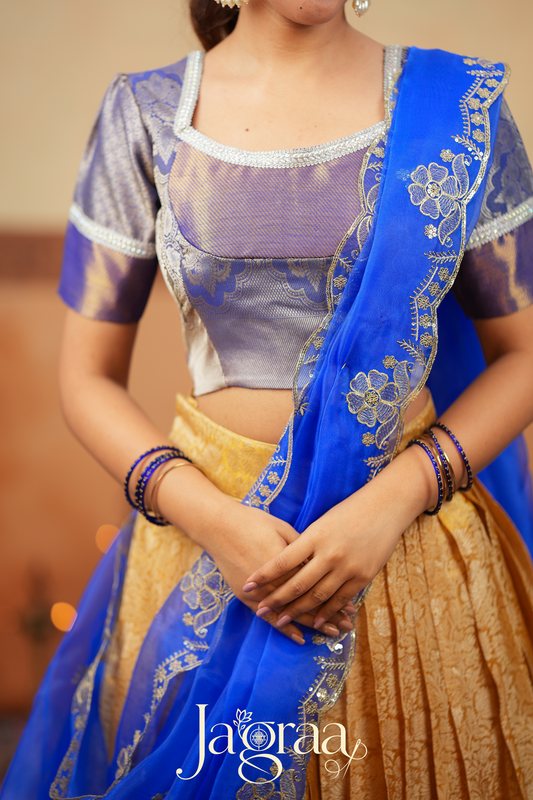 Mangalaprada Blue Silk Lehenga Set for Events