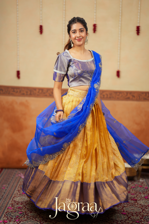 Mangalaprada Blue Silk Lehenga Set for Events
