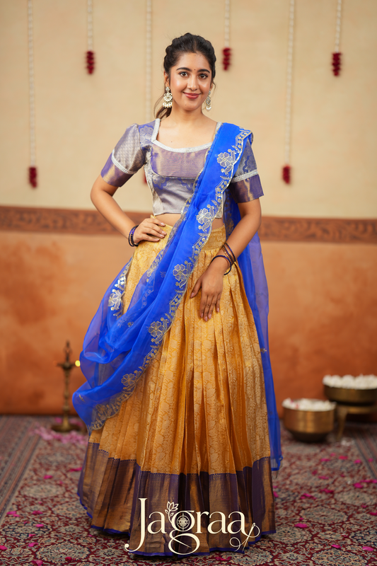 Mangalaprada Blue Silk Lehenga Set for Events