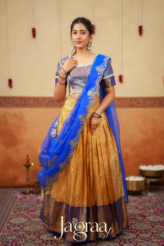 Mangalaprada Blue Silk Lehenga Set for Events