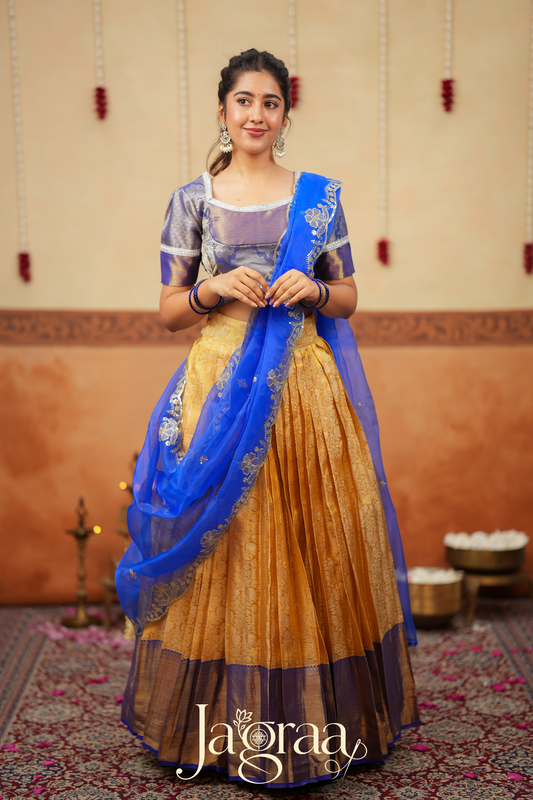Mangalaprada Blue Silk Lehenga Set for Events