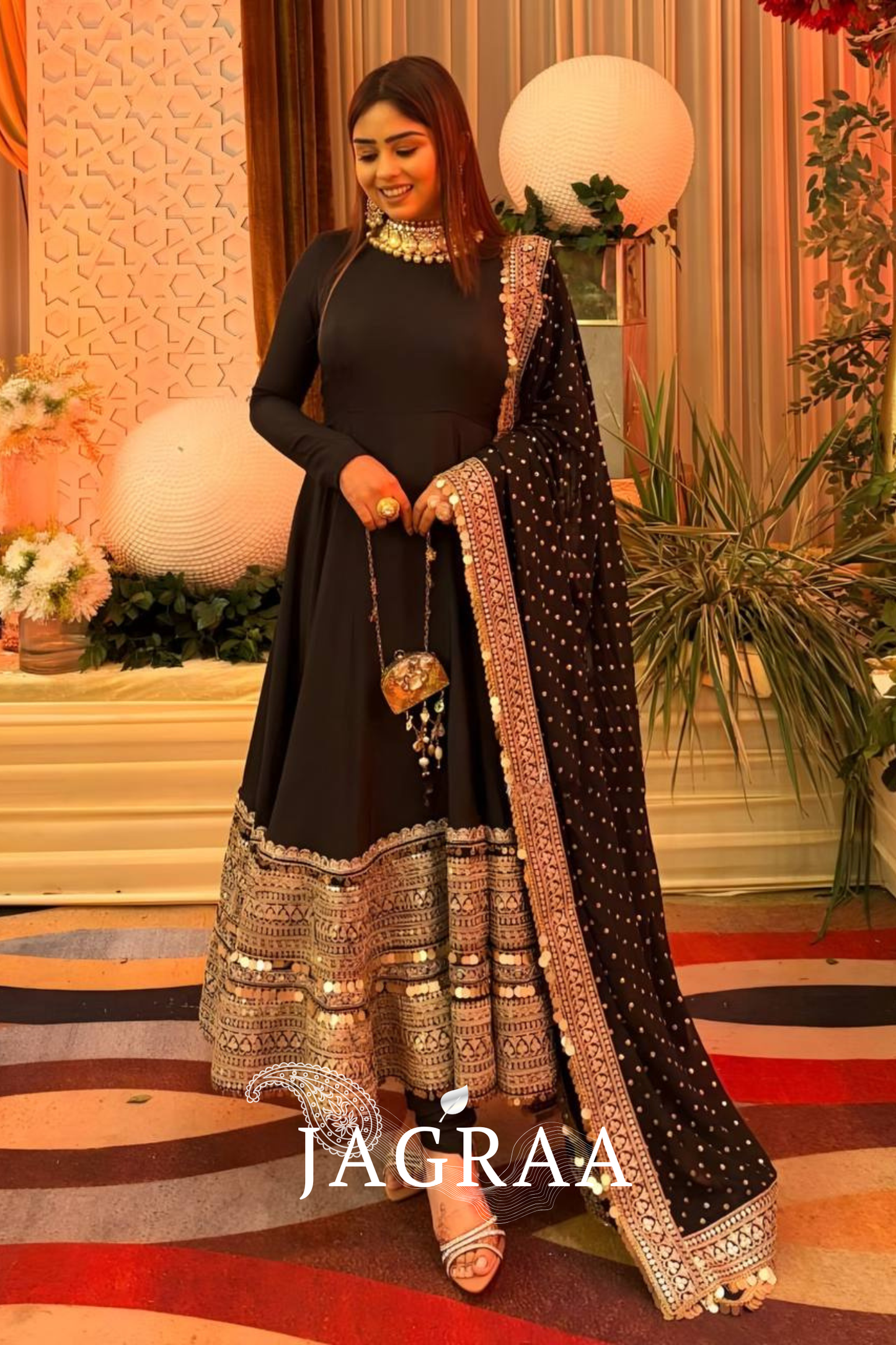 Muskan Royal Black Anarkali Set