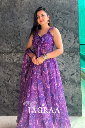Opulent Purple Color Digital Printed Anarkali Suit