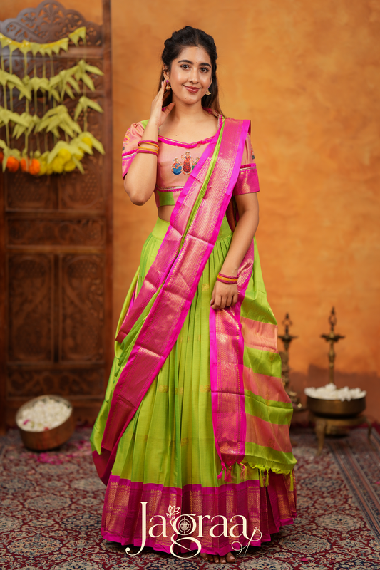 Radhasakhi Handloom Half Saree For Festive Charm