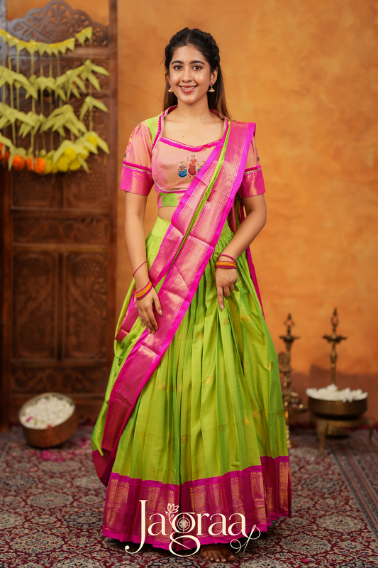 Radhasakhi Handloom Half Saree For Festive Charm