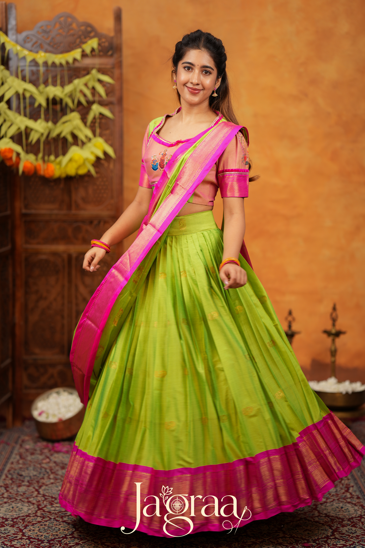 Radhasakhi Handloom Half Saree For Festive Charm