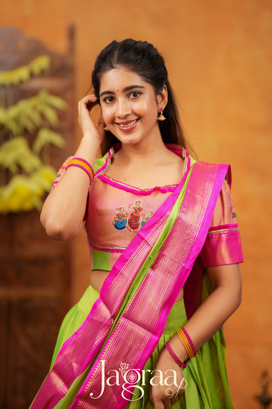 Radhasakhi Handloom Half Saree For Festive Charm