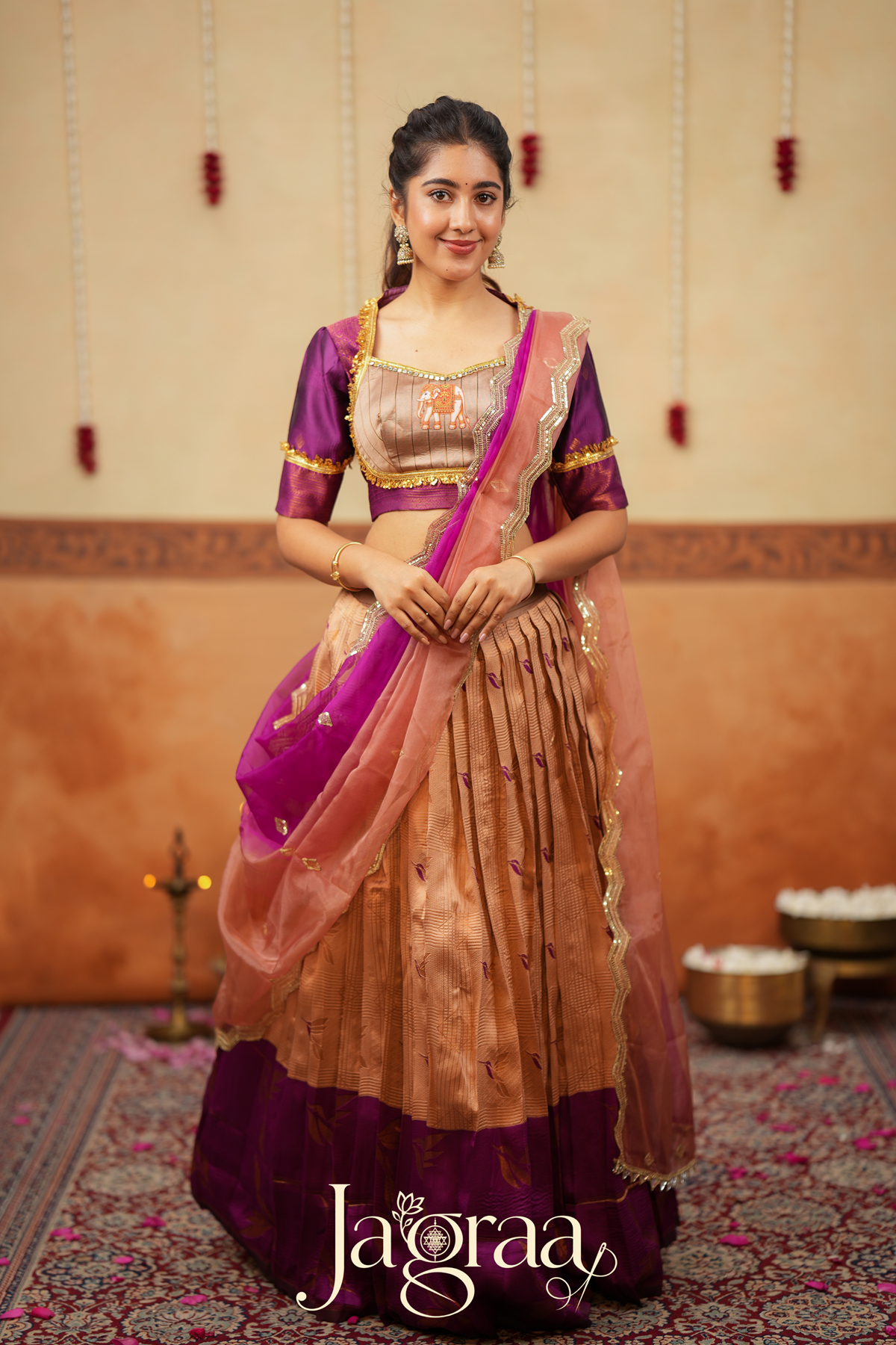 Sundari Beige / Light Copper Lehenga Set for Elegant Celebrations
