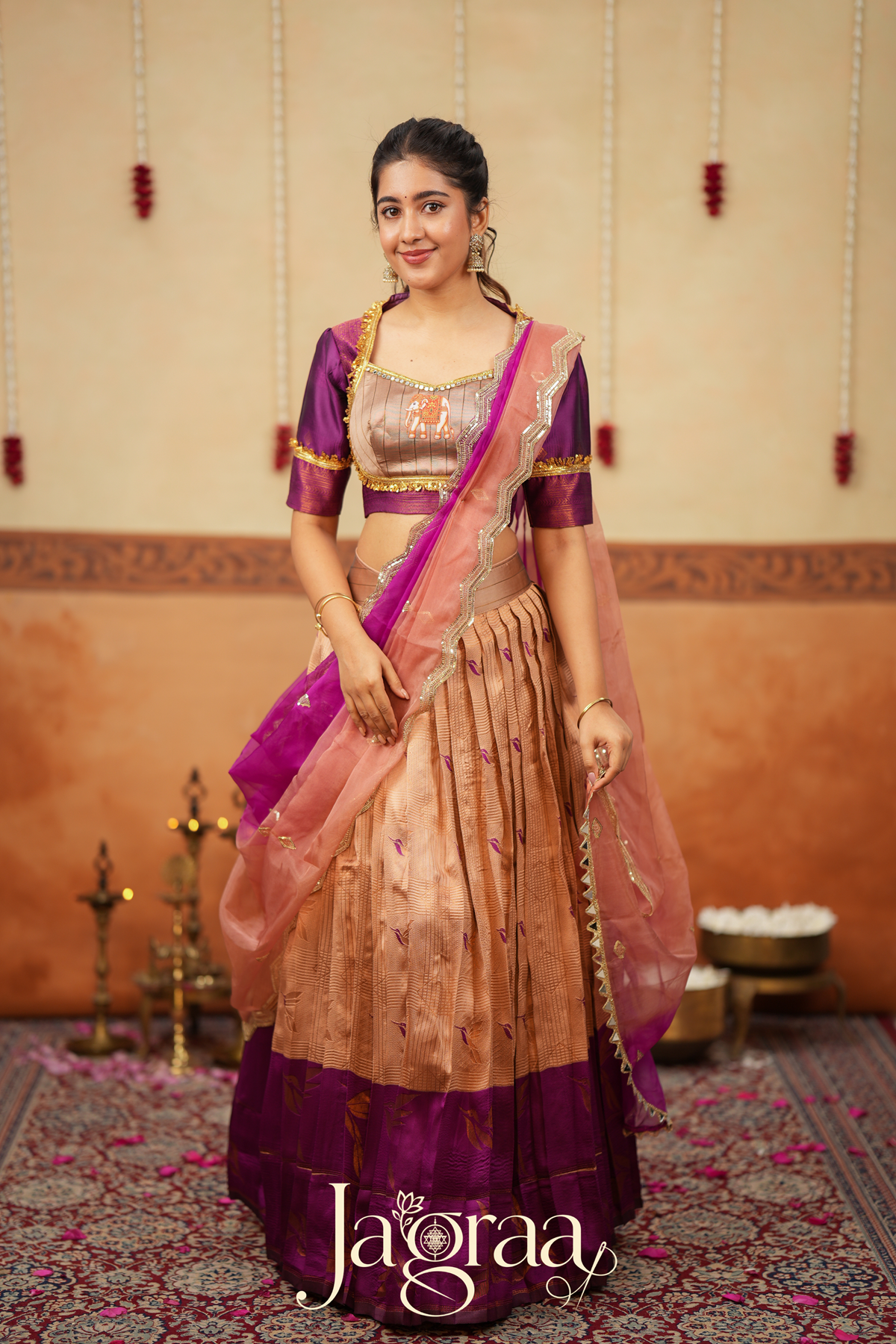 Sundari Beige / Light Copper Lehenga Set for Elegant Celebrations