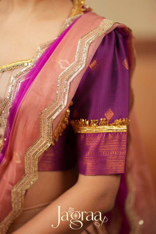 Sundari Beige / Light Copper Lehenga Set for Elegant Celebrations
