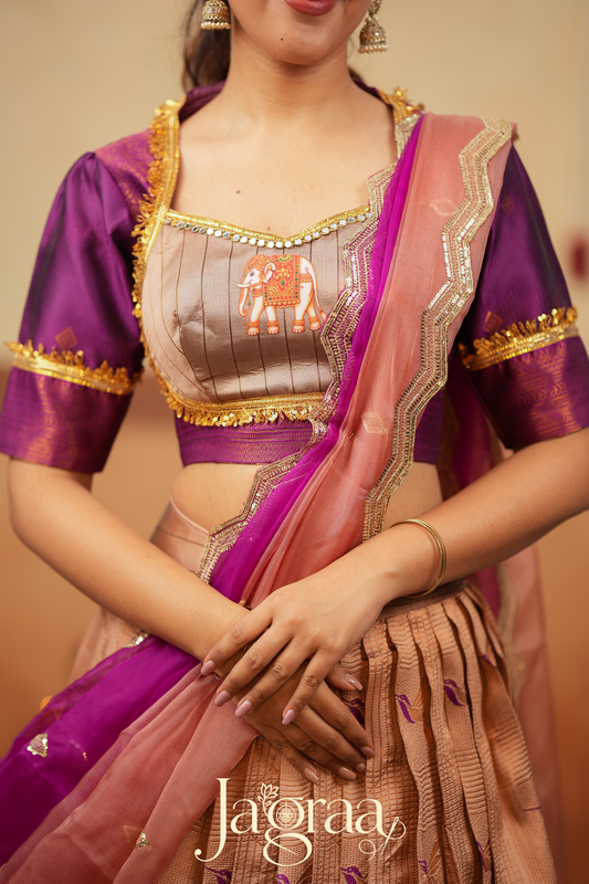 Sundari Beige / Light Copper Lehenga Set for Elegant Celebrations