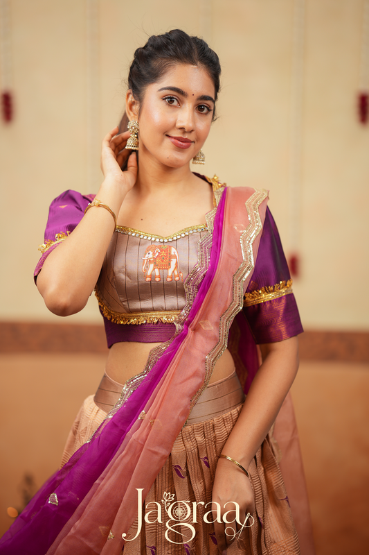 Sundari Beige / Light Copper Lehenga Set for Elegant Celebrations