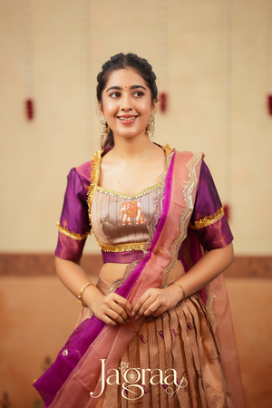 Sundari Beige / Light Copper Lehenga Set for Elegant Celebrations