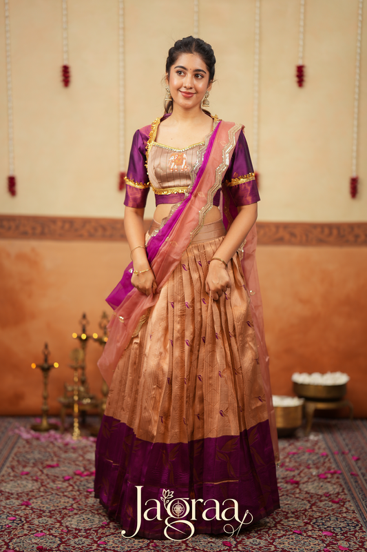 Sundari Beige / Light Copper Lehenga Set for Elegant Celebrations