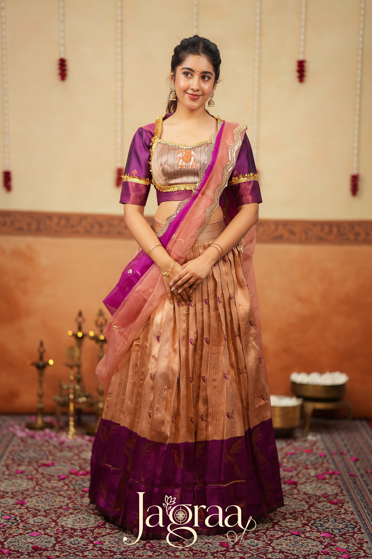 Sundari Beige / Light Copper Lehenga Set for Elegant Celebrations