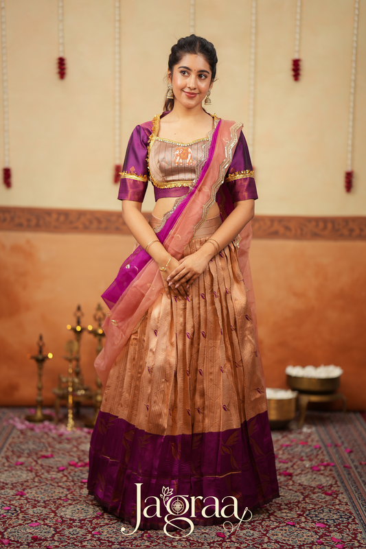Sundari Beige / Light Copper Lehenga Set for Elegant Celebrations
