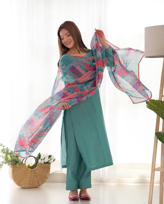 Pure Soft Heavy Viscose Ready To Wear Three Piece Kurti Suit