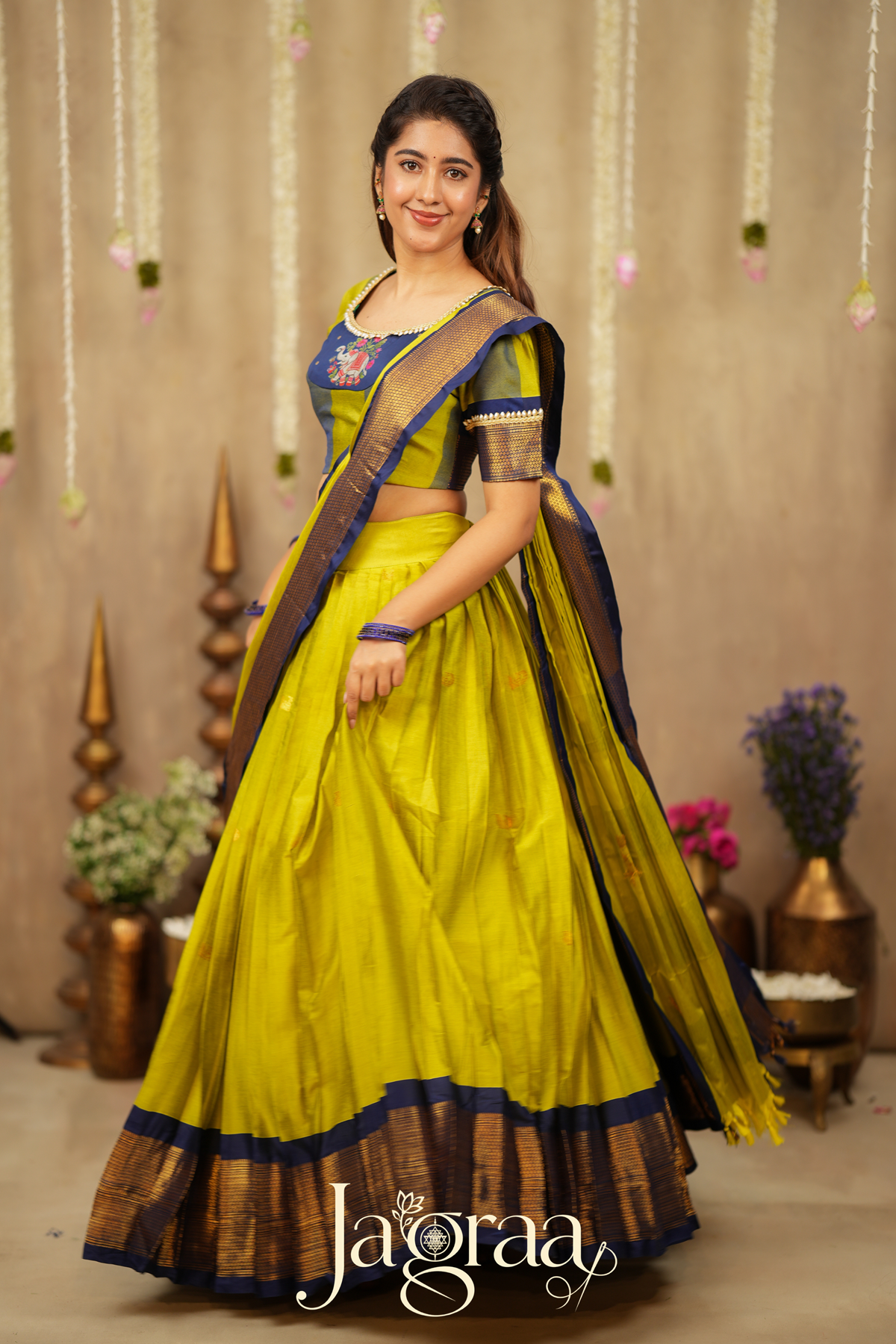 Esverylaxmi Premium Art Silk 2-In-1 Half Lehenga Saree