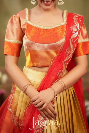 Harivalbha | Golden Tissue Silk Festival Wear Lehenga Set