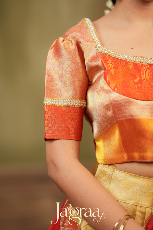 Harivalbha | Golden Tissue Silk Festival Wear Lehenga Set