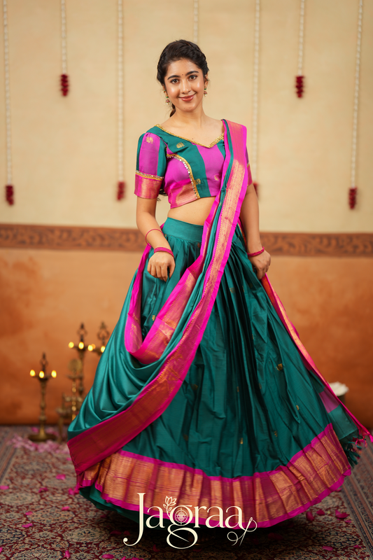 Kalyani 2-in-1 Half Saree, Lehenga with Blouse Set