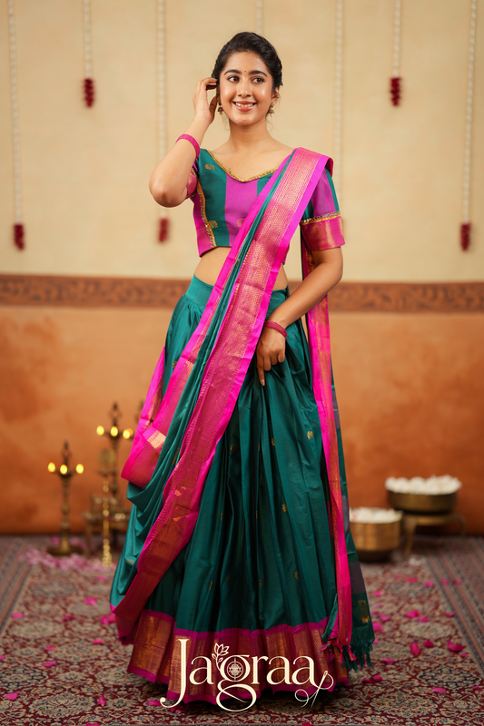 Kalyani 2-in-1 Half Saree, Lehenga with Blouse Set