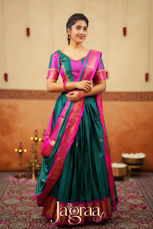 Kalyani 2-in-1 Half Saree, Lehenga with Blouse Set