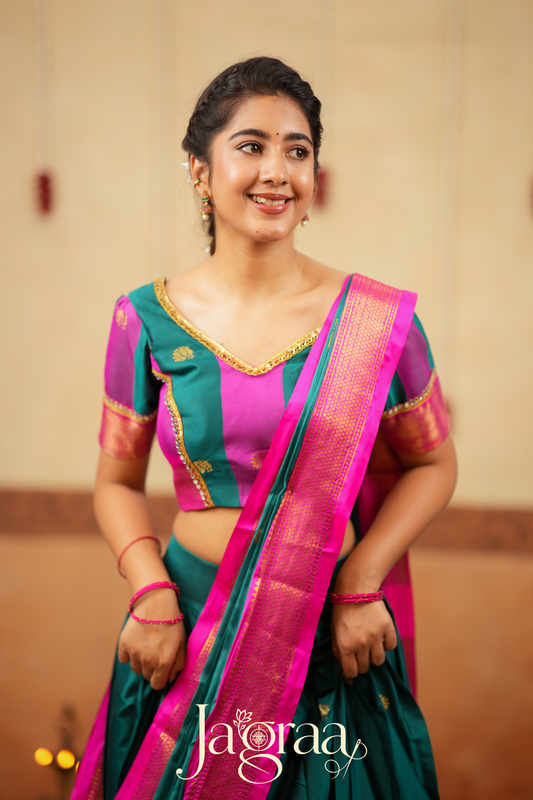 Kalyani 2-in-1 Half Saree, Lehenga with Blouse Set