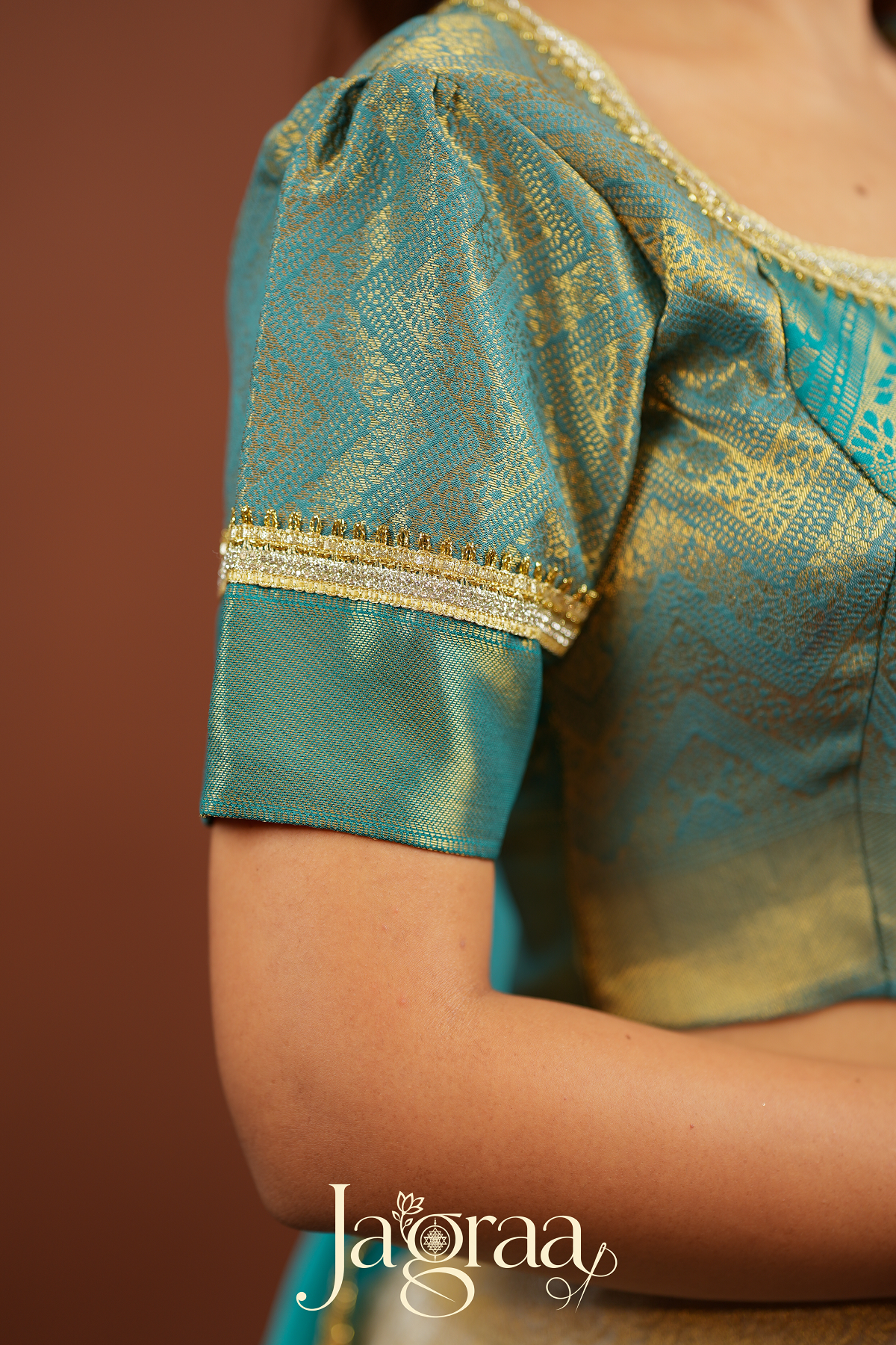 Kamala | Golden Beige Kanjivaram Silk Lehenga for Weddings