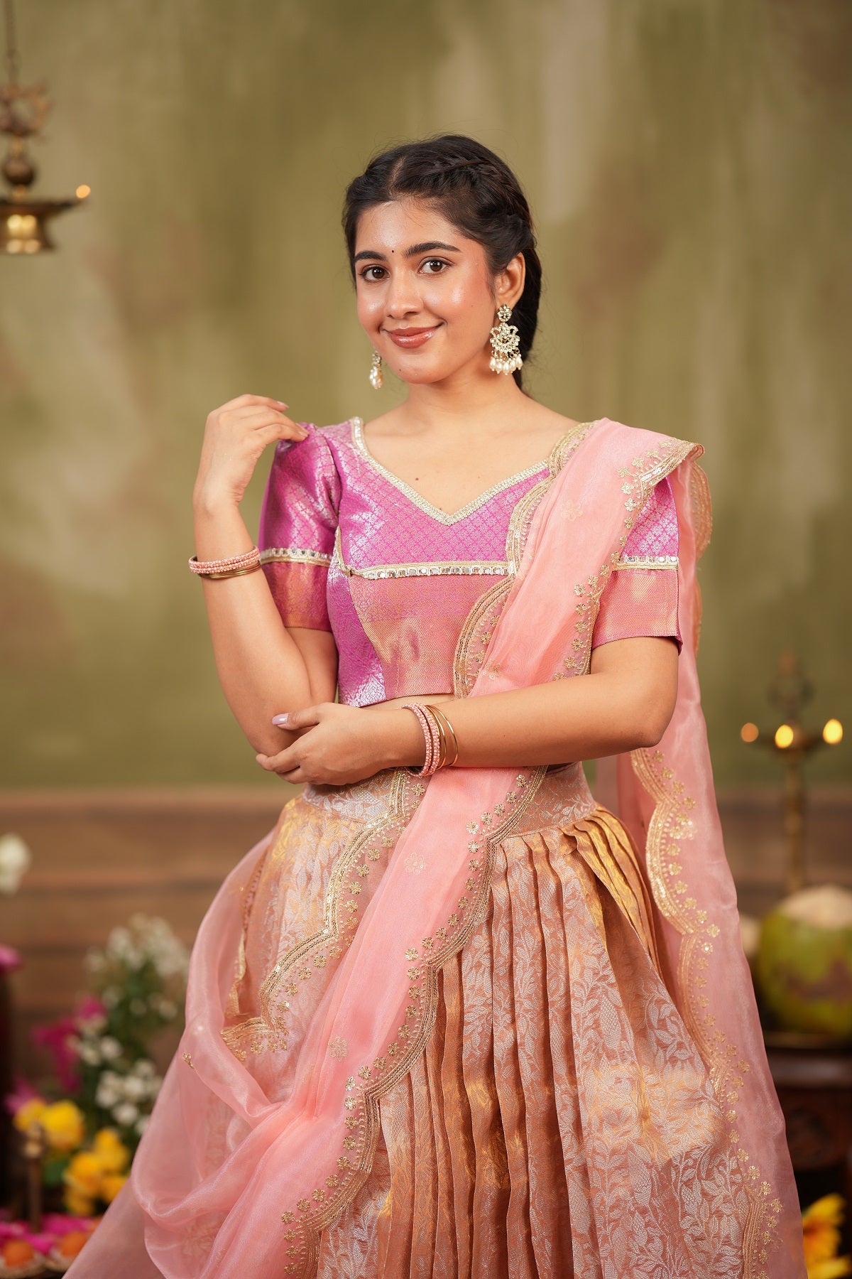 Laxmi Premium Silk Pink Lehenga Set