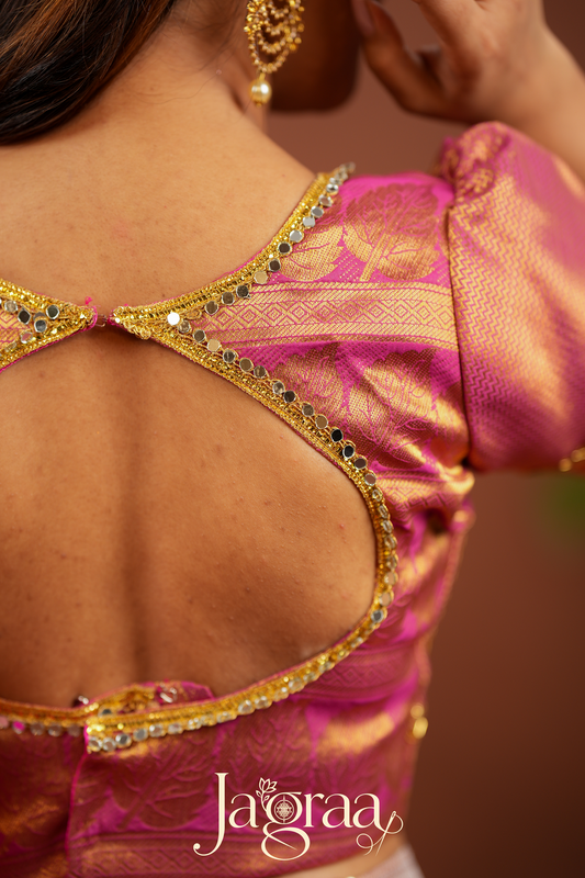 Mahishni | Golden Premium Tissue Silk Lehenga for Weddings