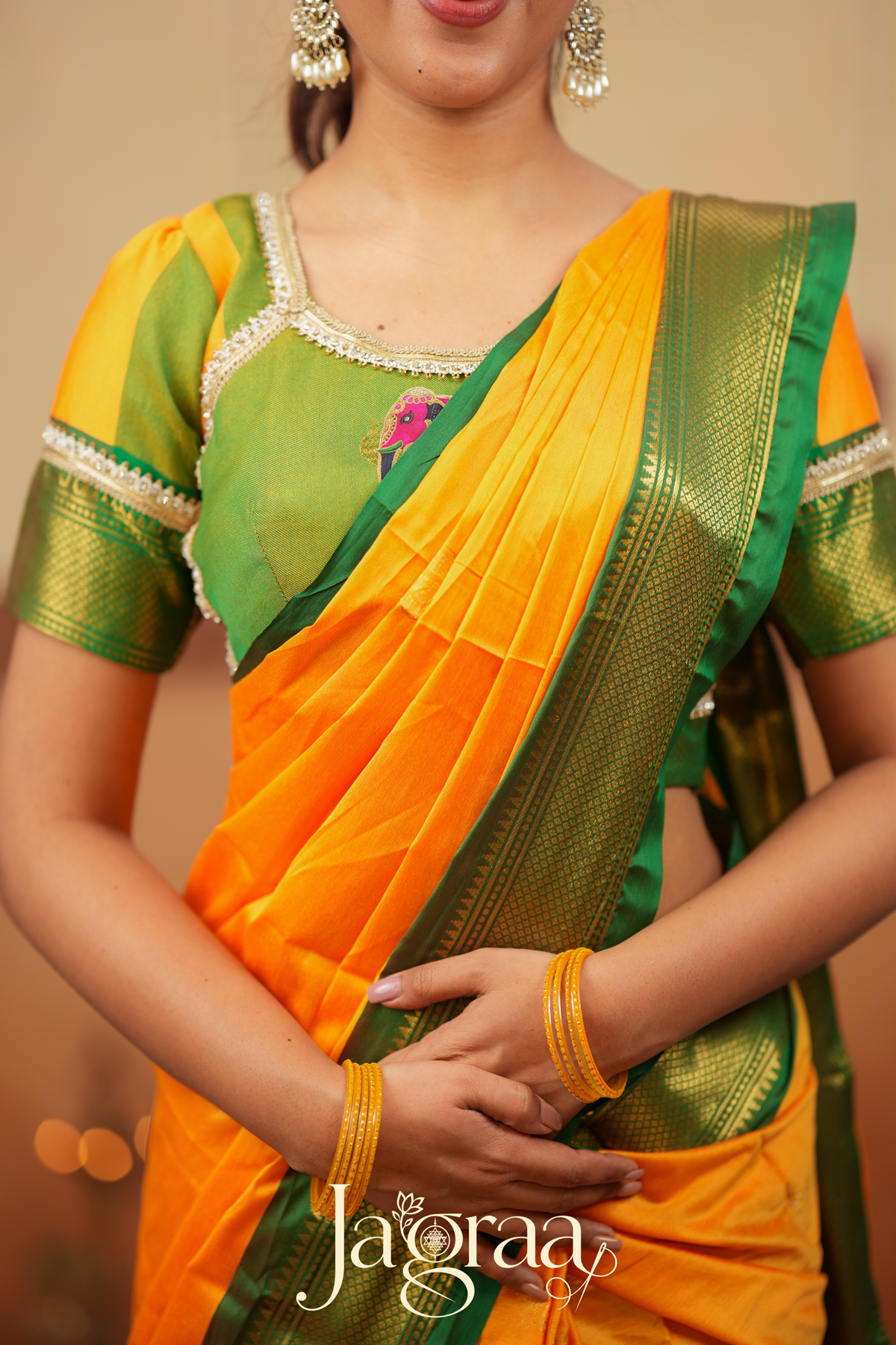 Mangala 2-In-1 Handloom Half Saree, Lehenga with Blouse