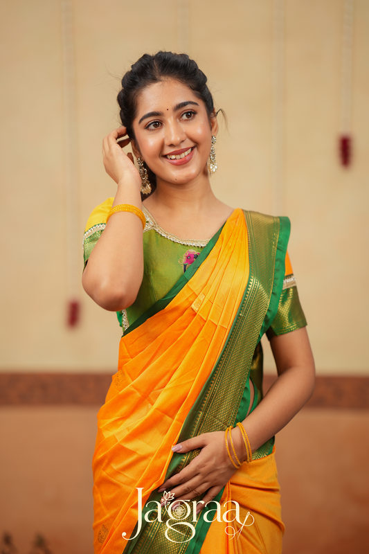 Mangala 2-In-1 Handloom Half Saree, Lehenga with Blouse