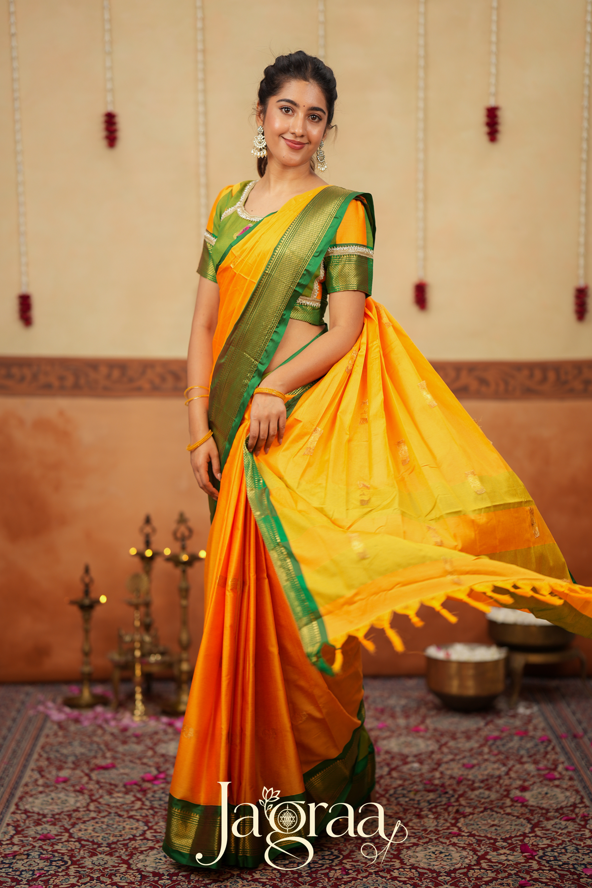 Mangala 2-In-1 Handloom Half Saree, Lehenga with Blouse