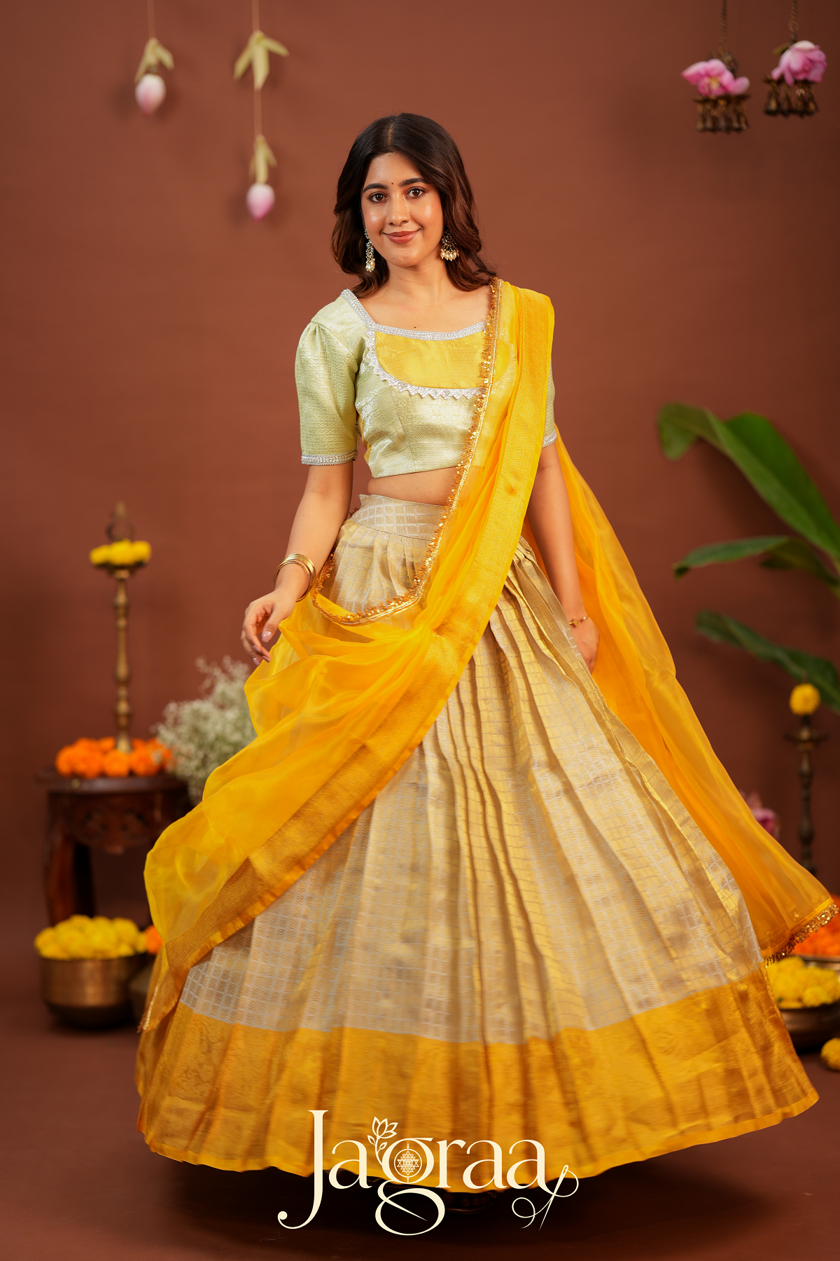 Pagnahasta | Golden Silk Designer Lehenga Set