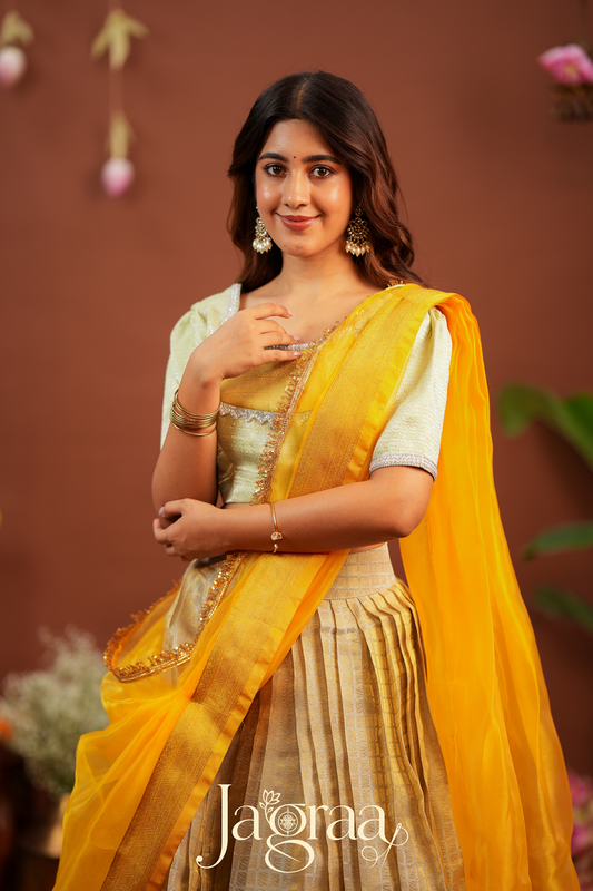 Pagnahasta | Golden Silk Designer Lehenga Set