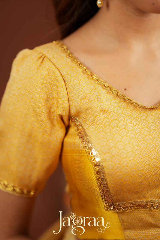 Pagnalay | Golden Kanjivaram Silk Premium Lehenga Set