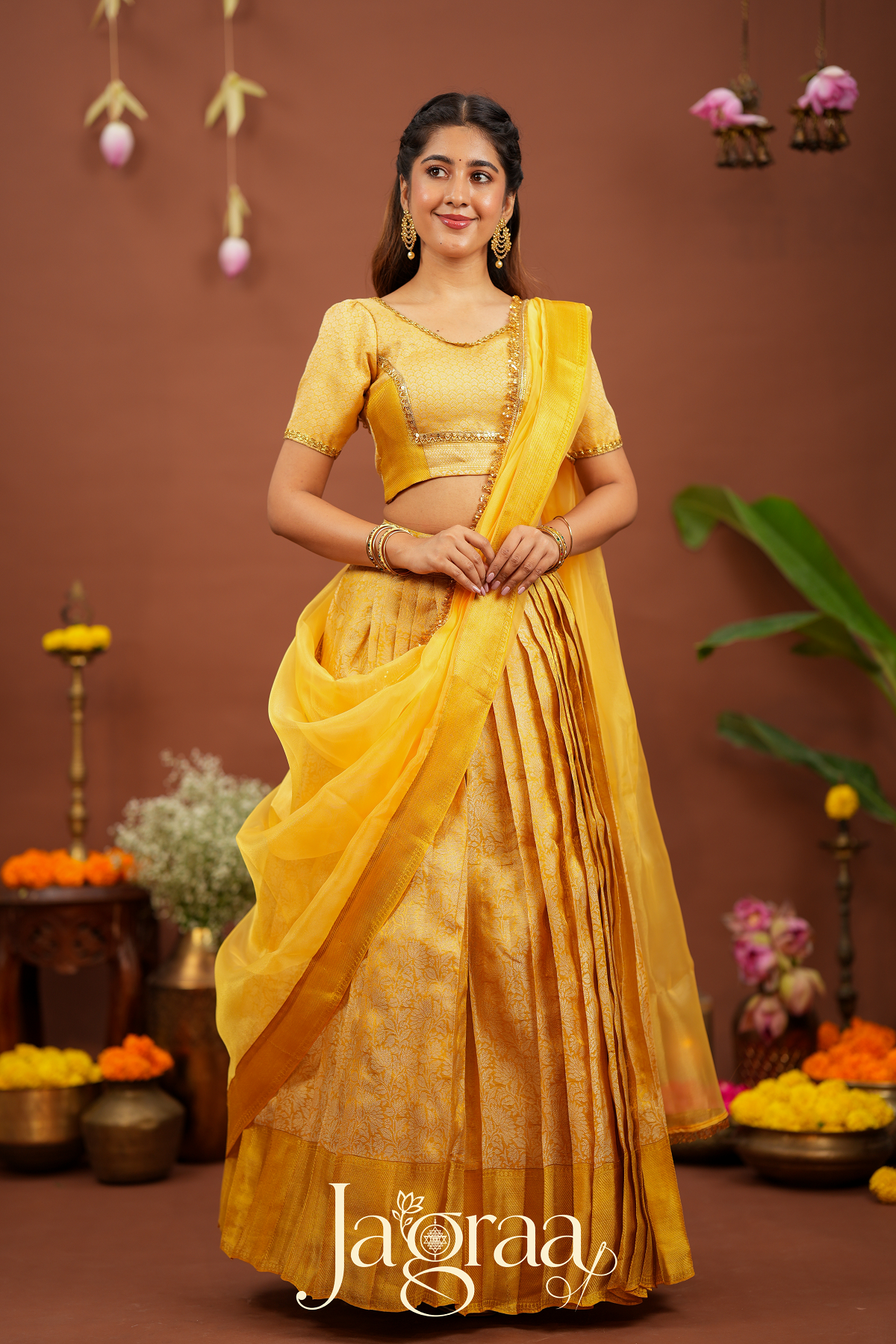 Pagnalay | Golden Kanjivaram Silk Premium Lehenga Set