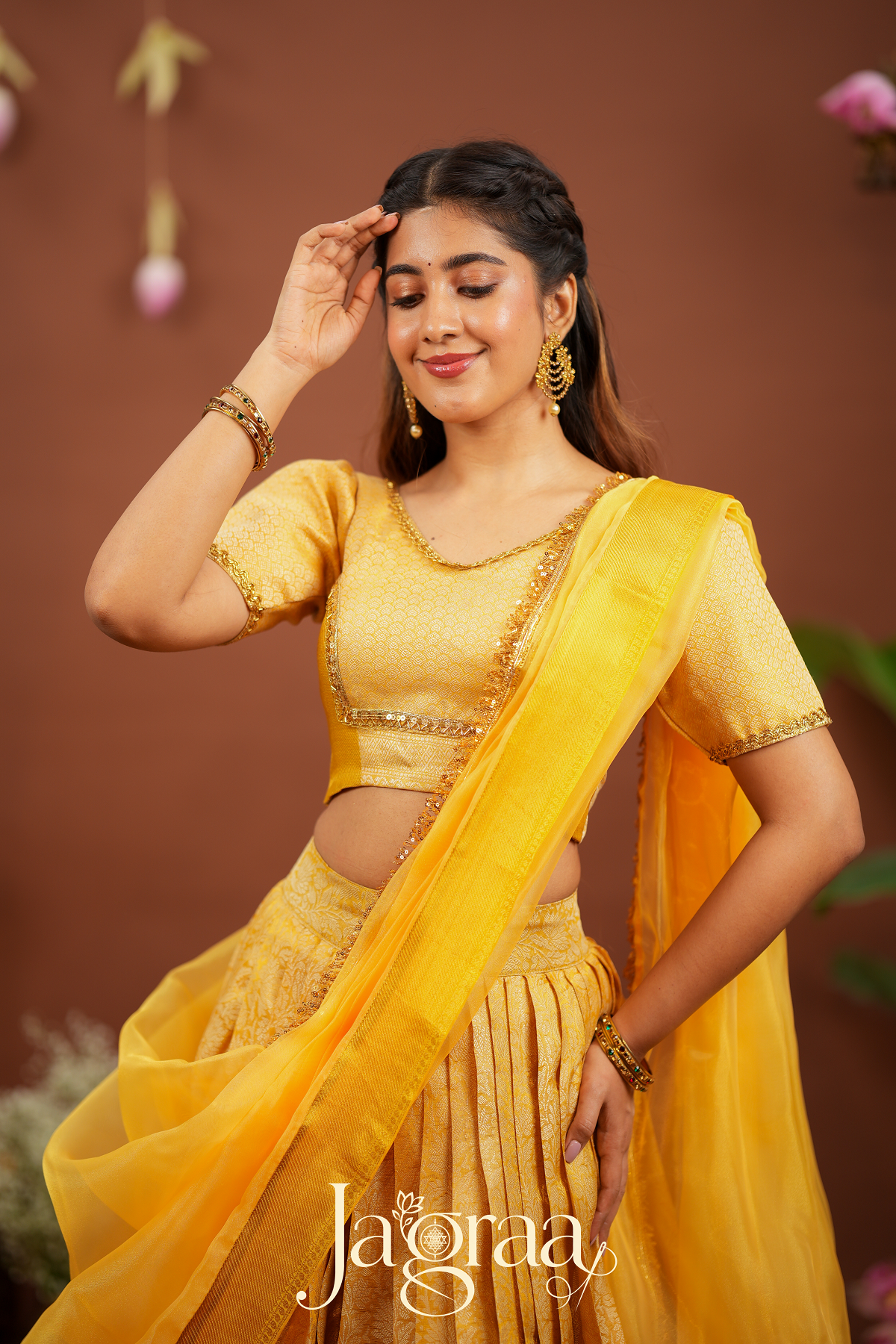 Pagnalay | Golden Kanjivaram Silk Premium Lehenga Set