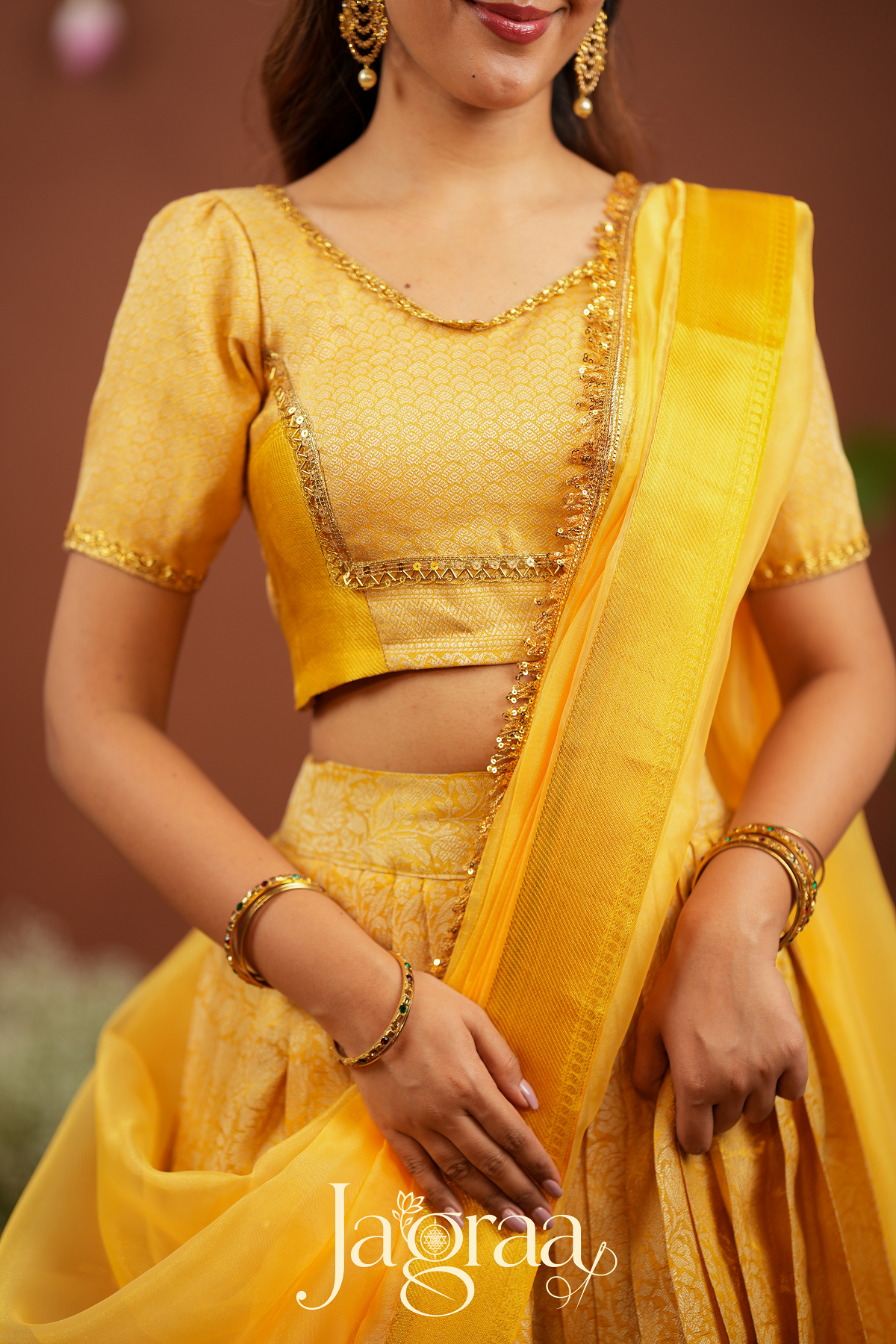 Pagnalay | Golden Kanjivaram Silk Premium Lehenga Set