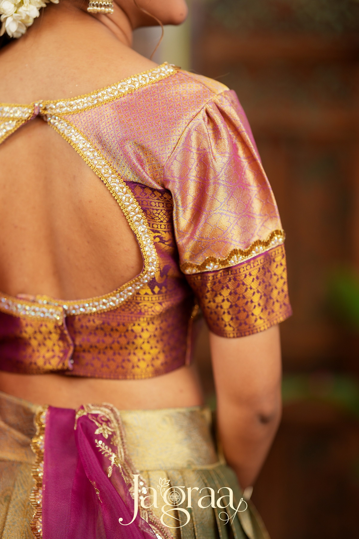 Pagnamalini | Magenta Pink & Antique Gold Designer Lehenga Set
