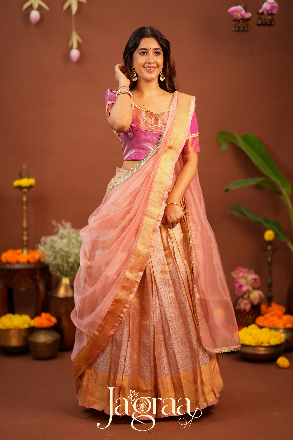 Pagnani | Premium Tissue Silk Pink Lehenga Set
